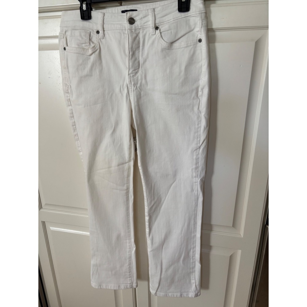 NYDJ Marilyn Straight Jeans White Lift Tuck Technology Womens 10